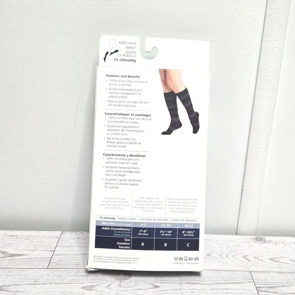 Sigvaris Well Being Microfiber Pink Stripe Compression Socks 15-20mmHg Size A